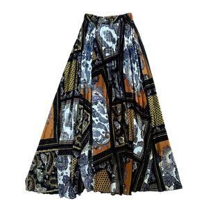 Women's Skirt XS Boho Flowy Patchwork Pleated Maxi Skirt Size XS